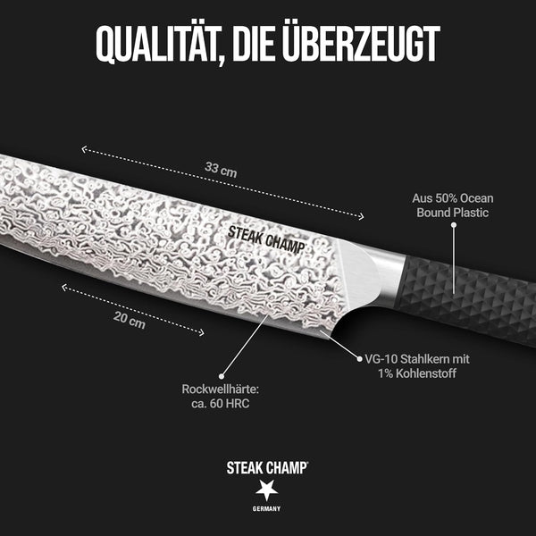Damast Kochmesser 20cm „WAGYU“ mit Lederscheide