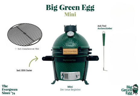 Big Green Egg Mini Aktions Paket Bundle inkl. Handler & Gusseisenrost